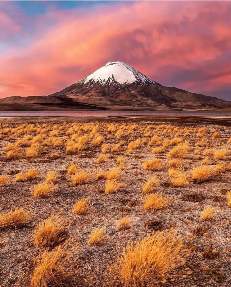 Volcán Parinacota al atardecer